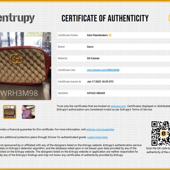 Gucci GG Marmont Small Red Shoulder Bag Diagonal Quilted GG Canvas - Picture 3 of 16